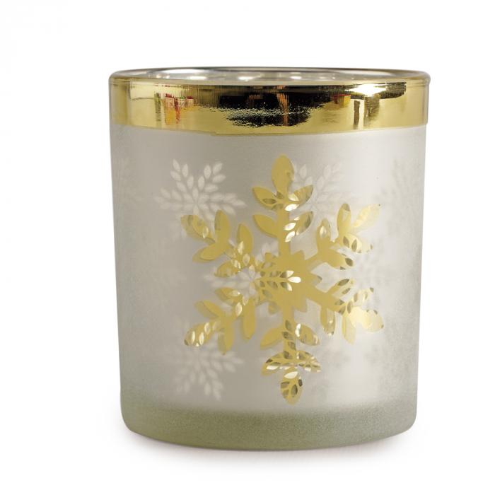 FROSTED GOLD SNOWFLAKE TEA LIGHT HOLDER Ø 70 X 80MM