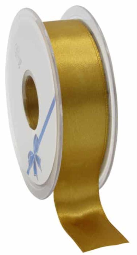 DOUBLE FACED SATIN GOLD RIBBON 25MM X 25M
