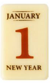 2014383 1 JANUARI KALENDERBORD IN CHOCOLADE 38X23MM 160 STUKS