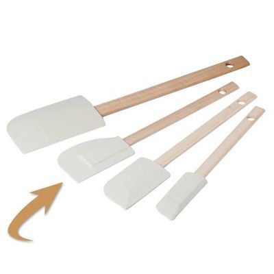 RUBBER SPATULA 28X5.8CM 1/2 MOON WOOD HANDLE - 10LP3