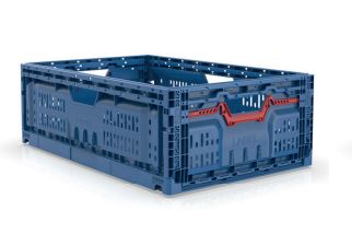 BAC PLIABLE EURONORM 60X40X20CM BLEU PERFORE VOLUME 40L