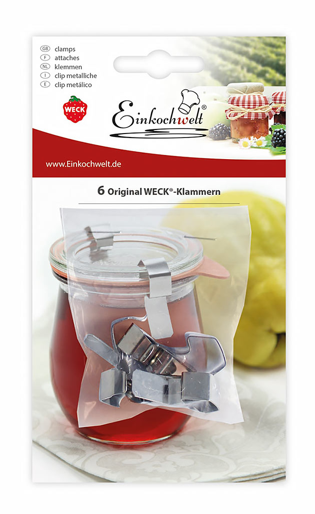 WECK SET VAN 6 RVS SLUITCLIPS VOOR POTTEN