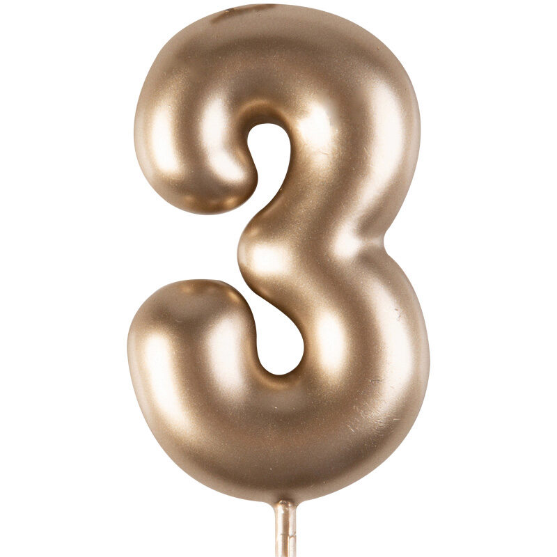 1023843 GOUDEN NUMMERKAARS "3" 4CM 12 STUKS***S/CD***