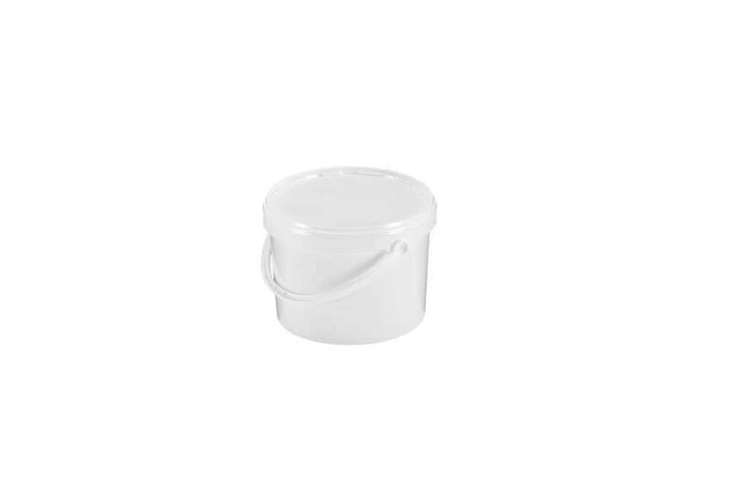 SEAU PLASTIQUE ALIM BLANC 2.8L A/COUVERCLE ANSE PLASTIQUE