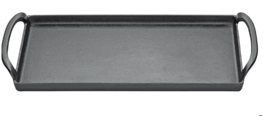 KUCHENPROFI PROVENCE SMOOTH BLACK CAST IRON GRIDDLE/GRILL 38X23CM - 2 HANDLES