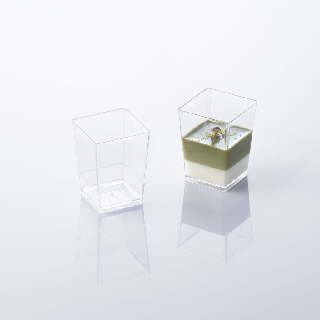 VERRINE PLASTIQUE SQUARE 1 - 40 x 40MM HT 55MM 60ML 100PCS 