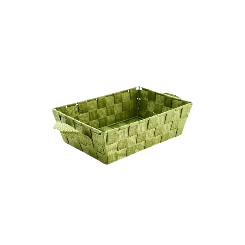 SM GREEN RECTANGULAR ROPE BASKET 28X19XH8CM