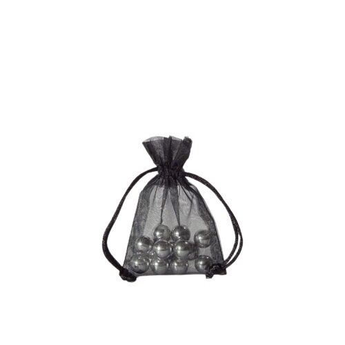 BAG OF 10 BLACK ORGANZA POUCHES 10X7CM
