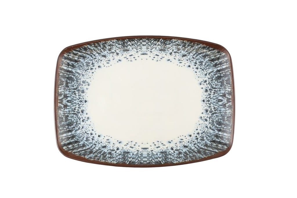 PIOLI ONARA RECTANGULAR PLATE 32CM WHITE/BLUE/BROWN PORCELAIN - ON12380