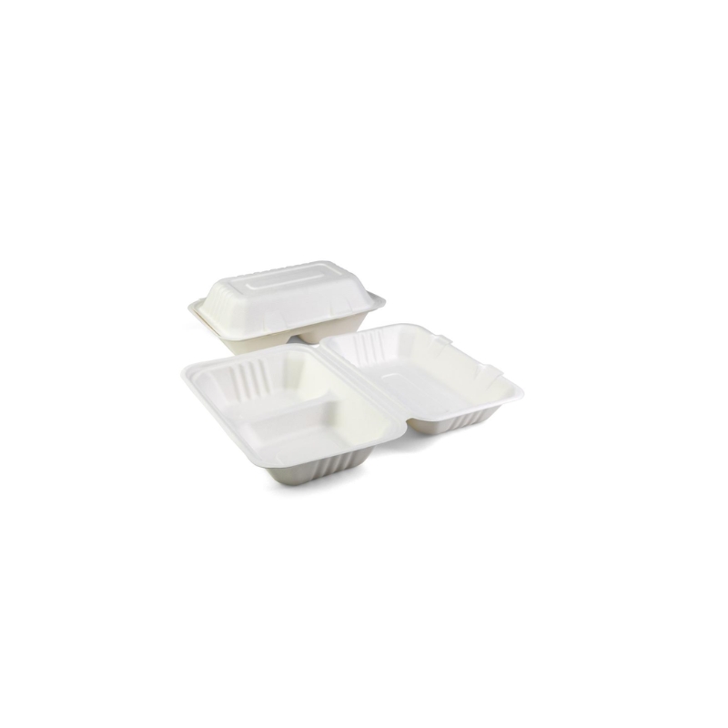 SIER RECTANGULAR BOX 2 COMPARTMENTS SUGAR CANE SENZA 230X153XH80MM 40PCS 