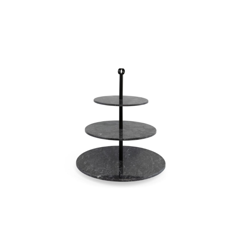 SIER 3-TIER BLACK MARBLE STAND Ø30XH37CM