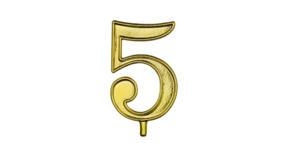 GOLD NUMBERS 5 10PCES