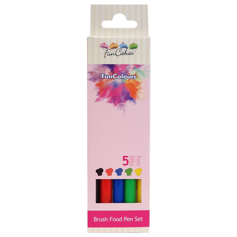 FUNCAKES 5 FEUTRES ALIMENTAIRE NOIR/ROUGE/VERT/JAUNE/BLEU