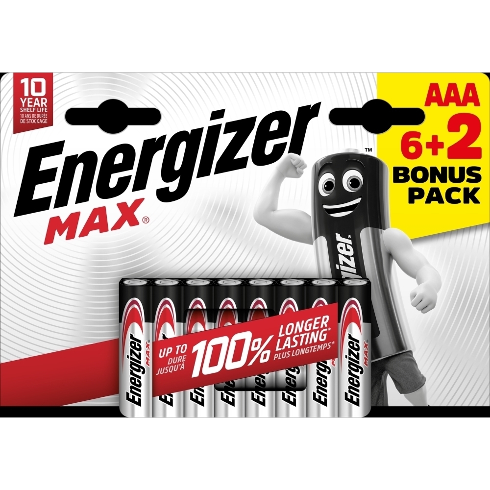 ENERGIZER MAX LR03 AAA BATTERIES BL6+2 PROMO