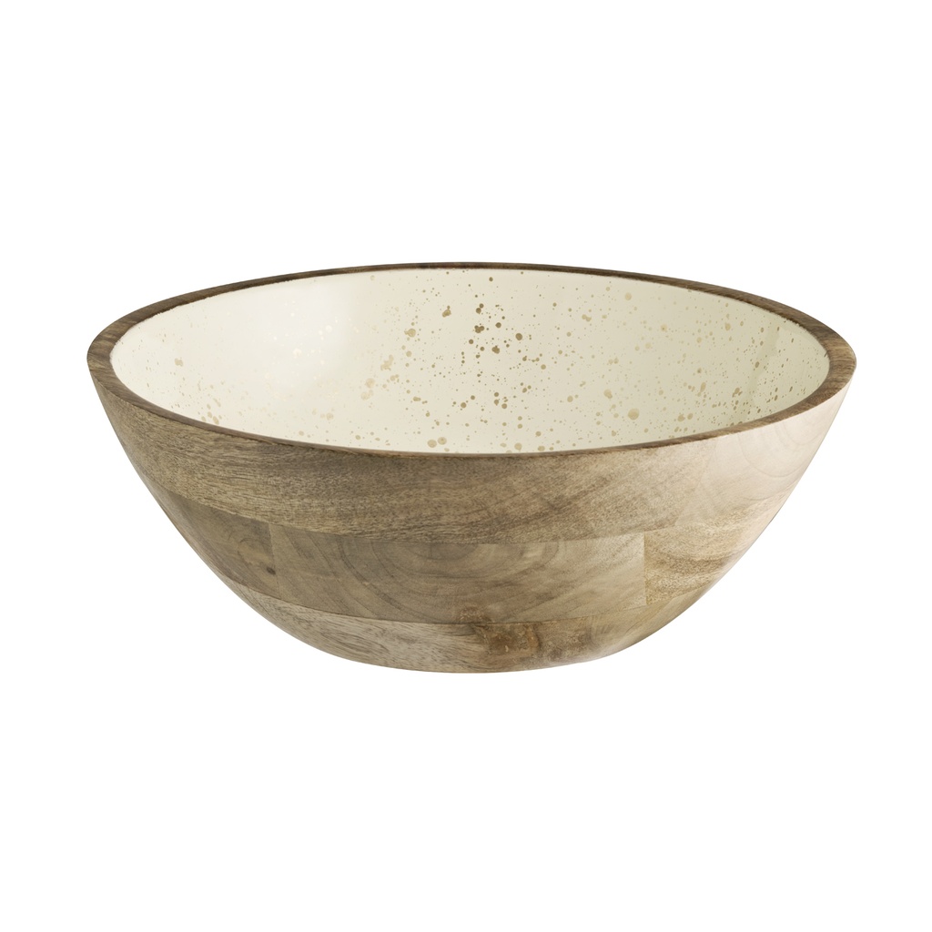 APS SALAD BOWL 30 cm 3.0 L MANGO WOOD /BEIGE-GOLD EPOXY RESIN 