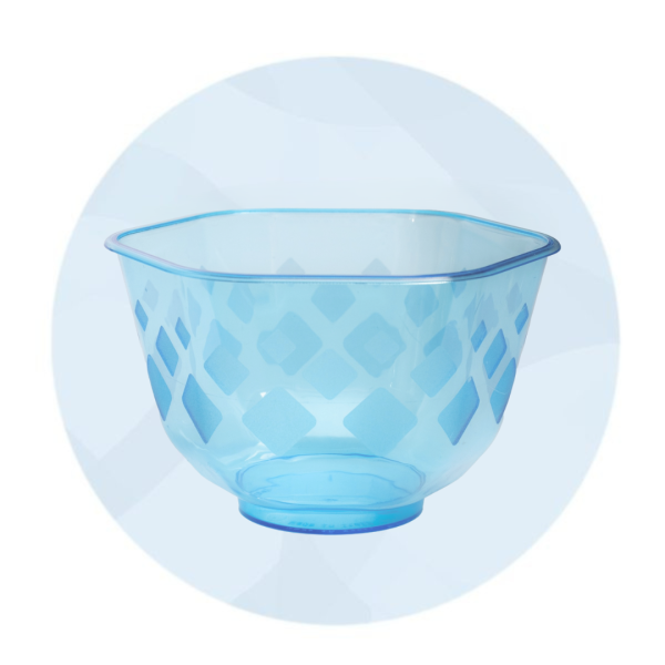 BLAUWE PLASTIC IJSBEKER "HEXAGON" 300CC 40STKS