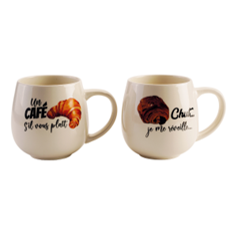 MUG BOMBE VIENNOISERIE 2ASS. DIAM 9CM HT 10.5CM