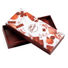 STIJVE RECHTHOEKIGE DOOS "CHOCOLADE" 17 x 7.5CM H 3CM 