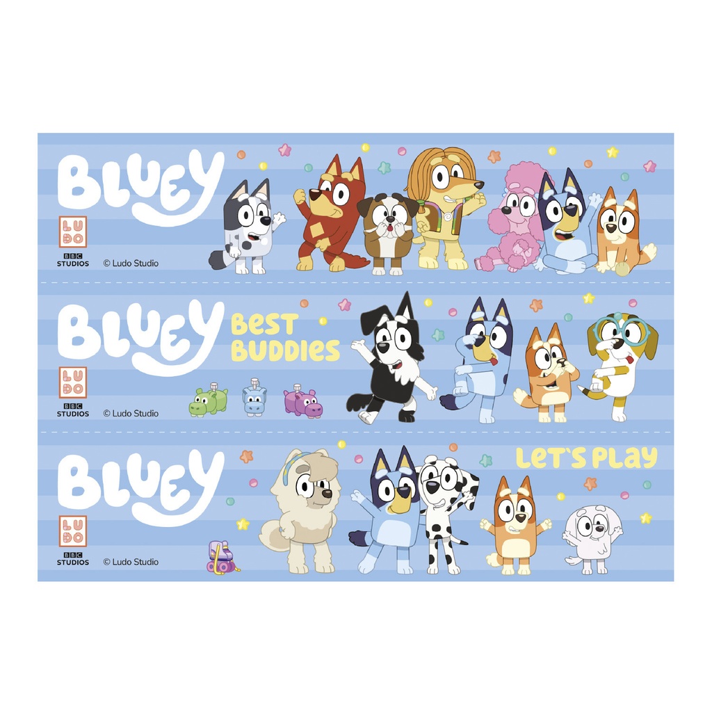 BANDES BLUEY ET BINGO PREDECOUPES EN AMIDON 4,95 x 21CM 3PCS