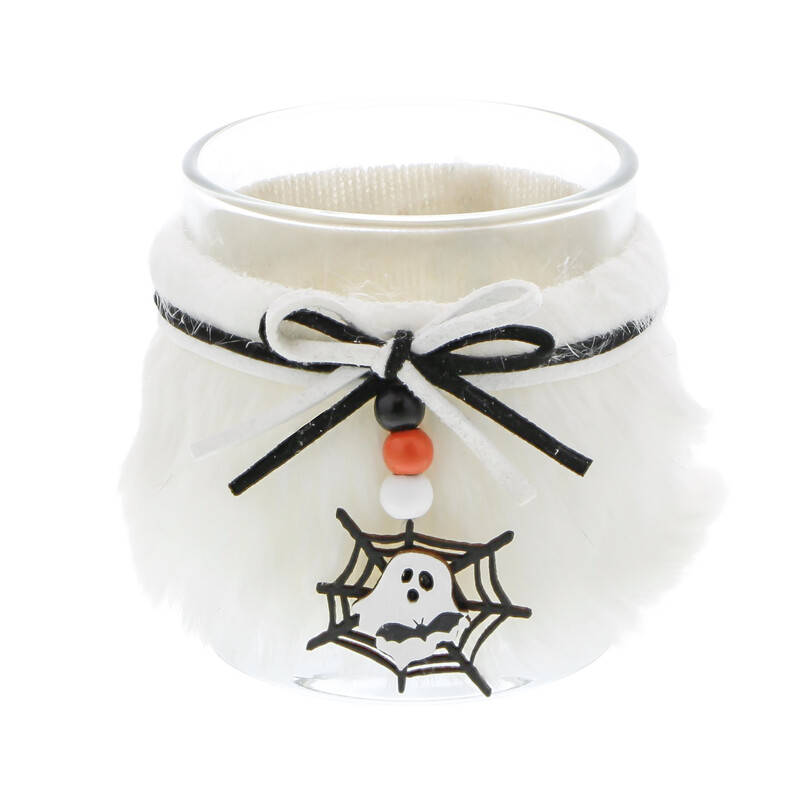 GHOST CANDLE HOLDER ON SPIDER WEB DIAM. 80MM H 80MM