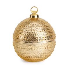 GLOSSY GOLD GLASS BONBONIERE BALL DIAM. 8CM H 10CM