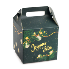 DONKERGROENE MINI KERSTDOOS KARTON 5 x 5CM H 5CM 