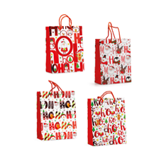 CHRISTMAS BAG “HO HO HO” 4 ASS. 18 x 8CM H 23CM 