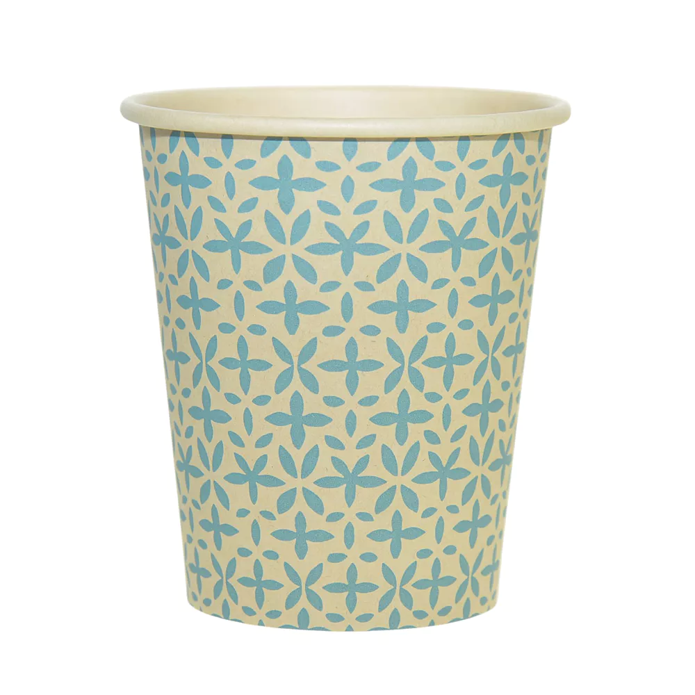 BLUE AZULEJO CARDBOARD CUP 180 ML 25 PCS