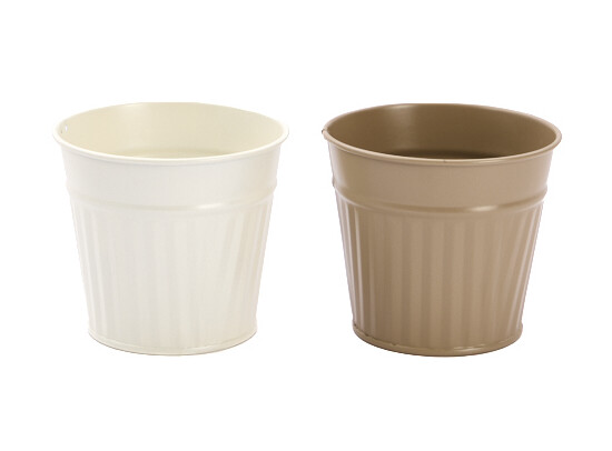 POT EN ZINC ASSORTIMENT ECRU/BEIGE 2 ASS. DIAM 8CM HT 7CM