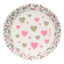 FUNCAKES WHITE CUPCAKE CASE WITH PINK/GOLD HEART 48 PCES
