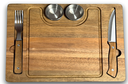 WOODEN STEAK BOARD 35 x 26 CM H 1.8 CM + CUTLERY + 2 POTS
