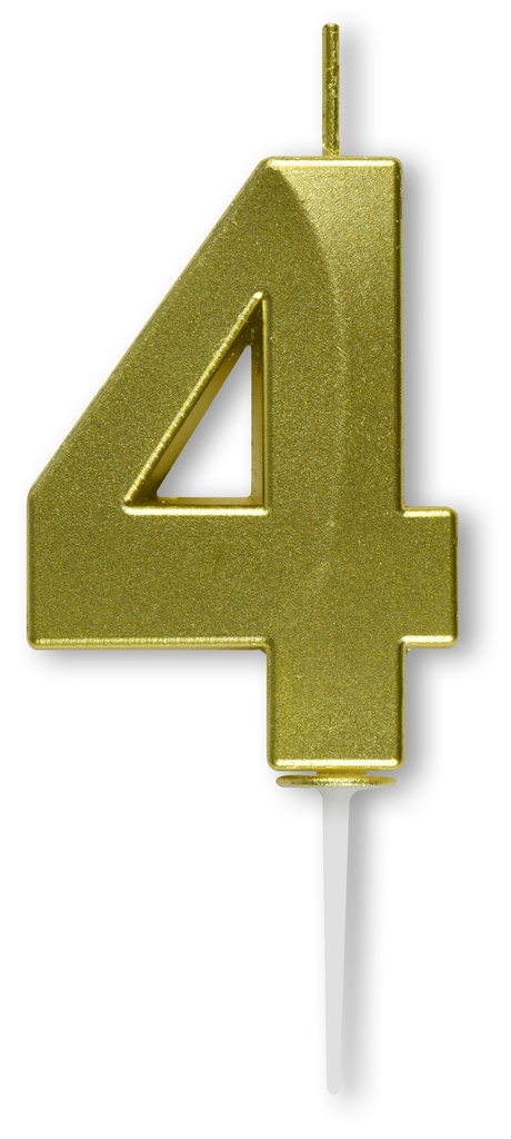 BOUGIE CHIFFRE DIAMANT DORÉE N°4 HT 5CM