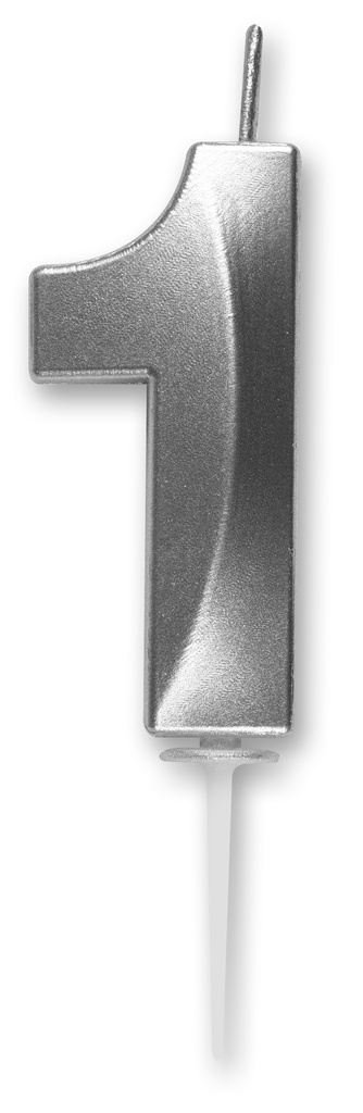 BOUGIE CHIFFRE DIAMANT ARGENTÉE N°1 HT 5CM