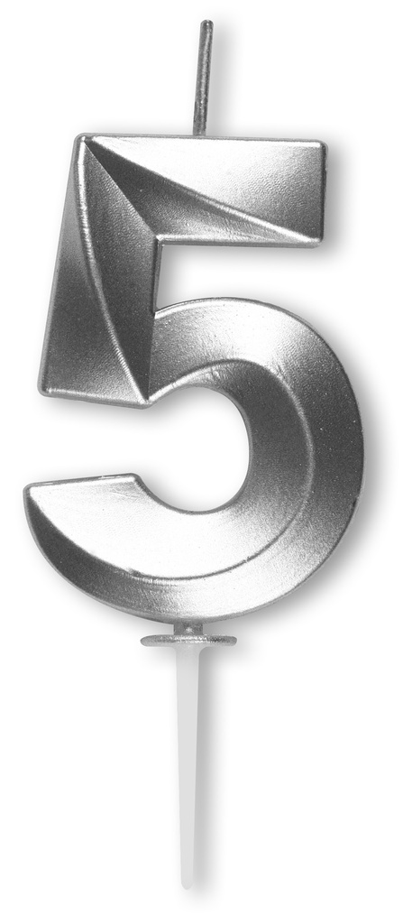 BOUGIE CHIFFRE DIAMANT ARGENTÉE N°5 HT 5CM