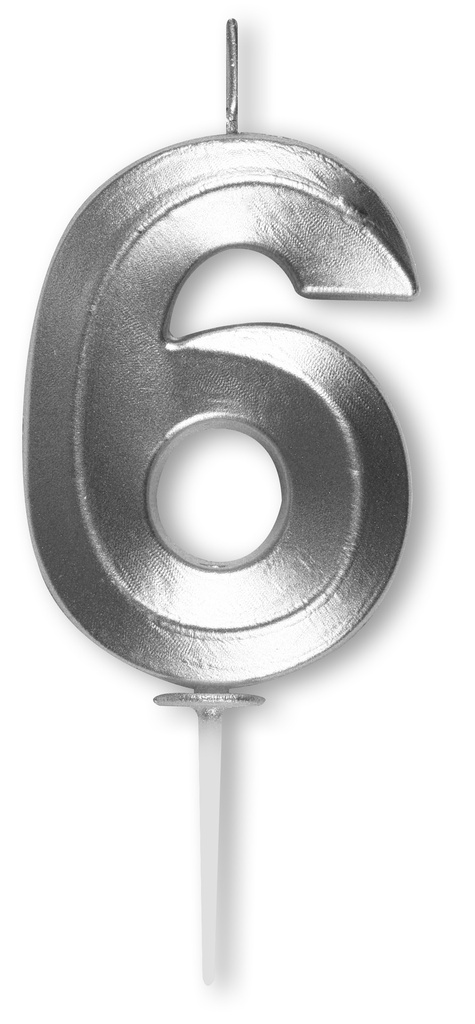BOUGIE CHIFFRE DIAMANT ARGENTÉE N°6 HT 5CM