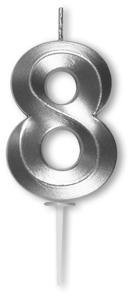 BOUGIE CHIFFRE DIAMANT ARGENTÉE N°8 HT 5CM