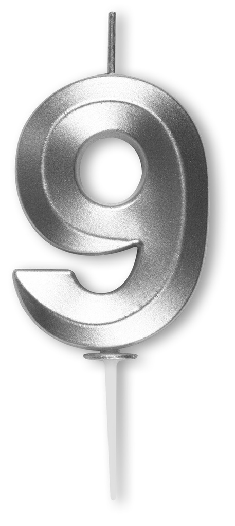 BOUGIE CHIFFRE DIAMANT ARGENTÉE N°9 HT 5CM