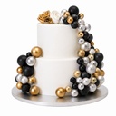 DÉCORATIONS BOULES SUR PIQUES OR, ARGENT ET NOIR 32PCS