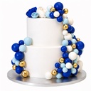 DÉCORATIONS BOULES SUR PIQUES BLEU, BLANC ET OR 32PCS