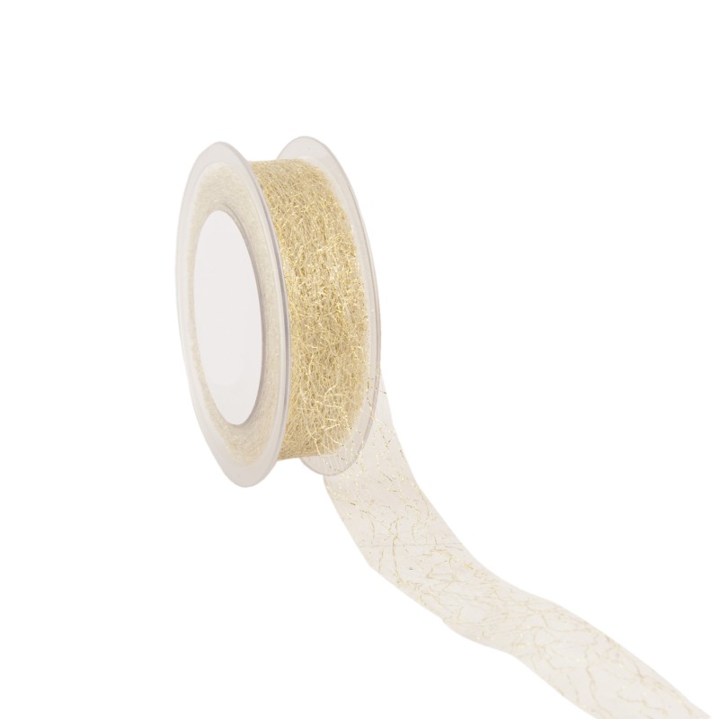 RUBAN LUREX OR BRILLANT "SHINY WEB" 25 MM x 25M