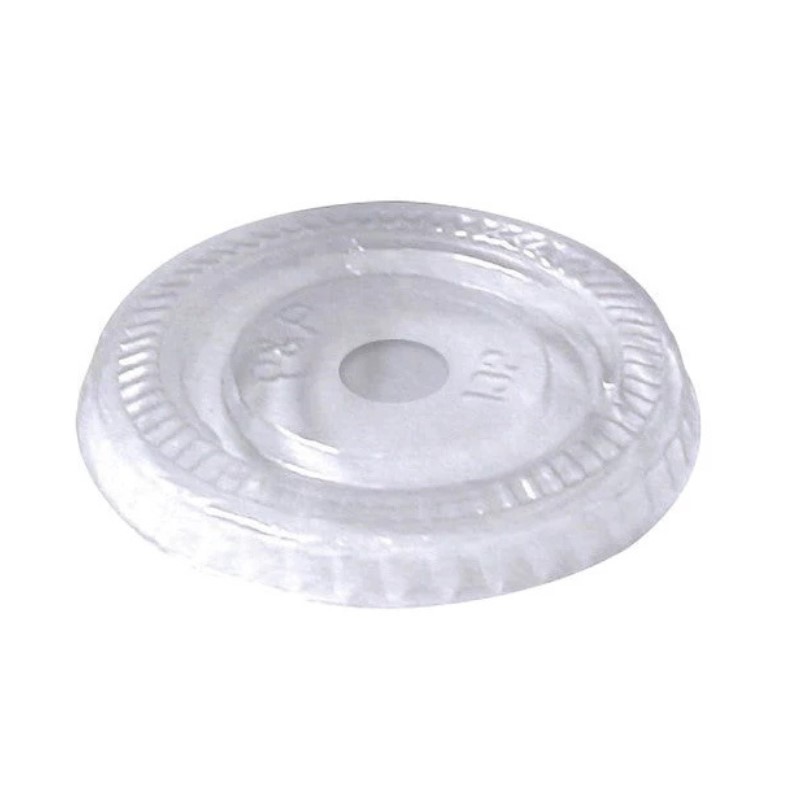 COUVERCLE PET PLAT SANS TROU POUR POT A GLACE NOIR 280ML 50PCS 