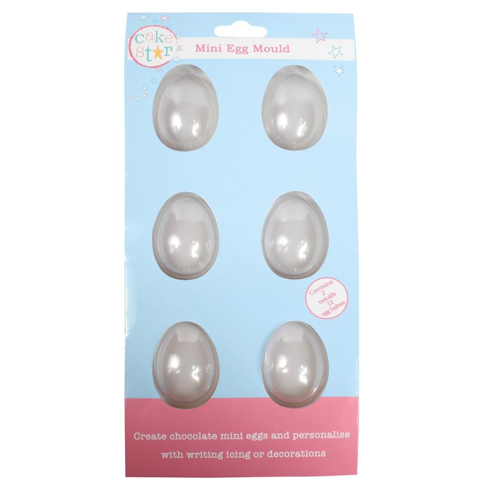 *FDS*CAKE STAR MOULE CHOCOLAT 6 MINI DEMI OEUF LISSE 3,5 X 4,8 CM 2 PCES