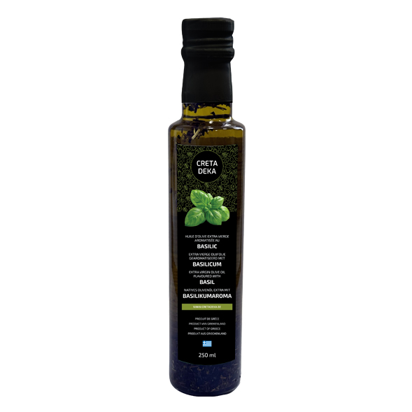 CRETA DEKA - HUILE D'OLIVE EXTRA VIERGE INFUSÉE AU BASILIC 250ML