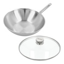 DEMEYERE APOLLO 7 ROESTVRIJSTALEN WOK 30 CM 4,8 L – 1 P – VLAKKE BODEM MET GRATIS GLASDEKSEL