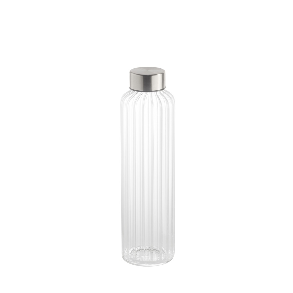 APS GLASEN DRINKFLES, DOORZICHTIG, ROESTVRIJSTALEN DOP, 0,5 L - Ø 6,5 X H 23 CM