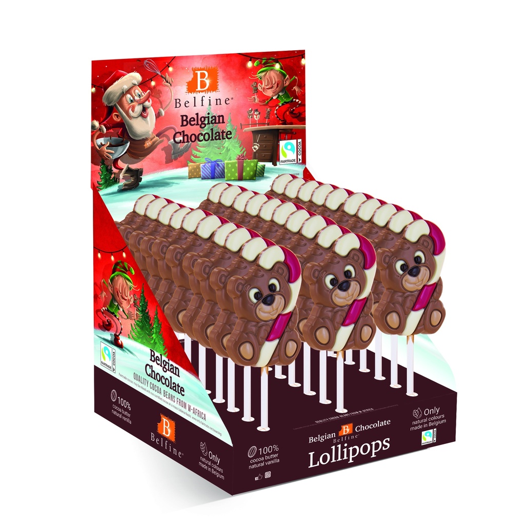 SUCETTE CHOCOLAT OURSON RAPHAEL LAIT COLORE 16CM 30X25GR 