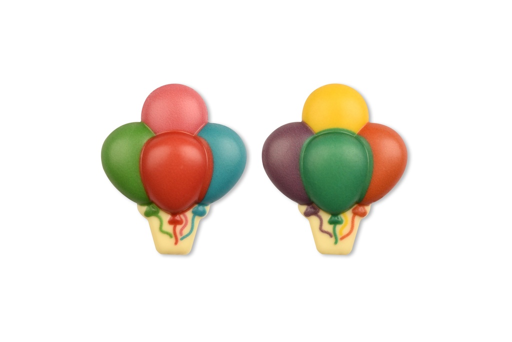 PLAQUETTE BALLONS COLORÉS 2 ASS. CHOCOLAT BLANC 4,2 x 5CM 60PCS