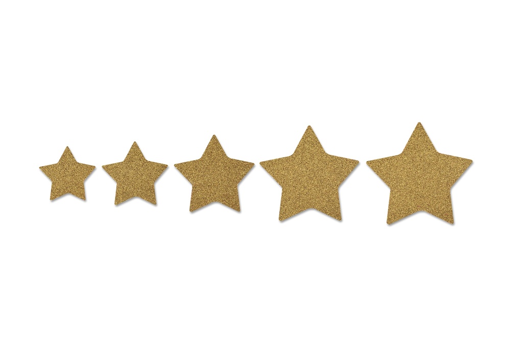 SPARKLING GOLD STAR ASSORTMENT 5 ASSORTMENTS - DARK CHOCOLATE - Ø2.5 - 4.5CM - 125PCS
