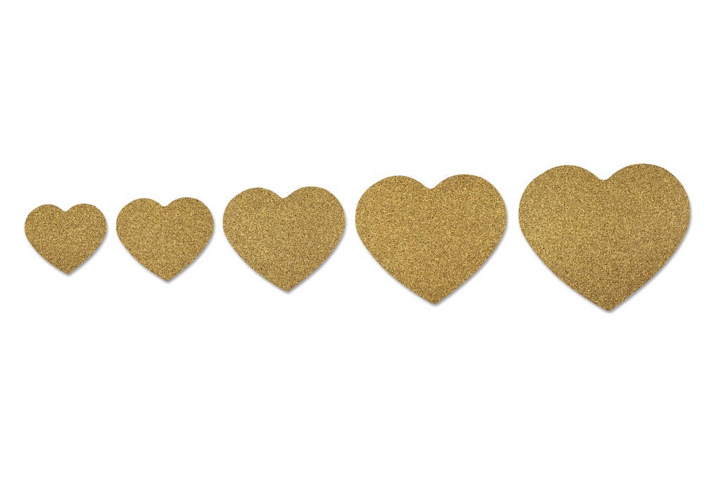 ASSORTIMENT COEURS DORÉS SCINTILLANTS 5 ASS. CHOCOLAT NOIR Ø2,4 - 5CM 125PCS