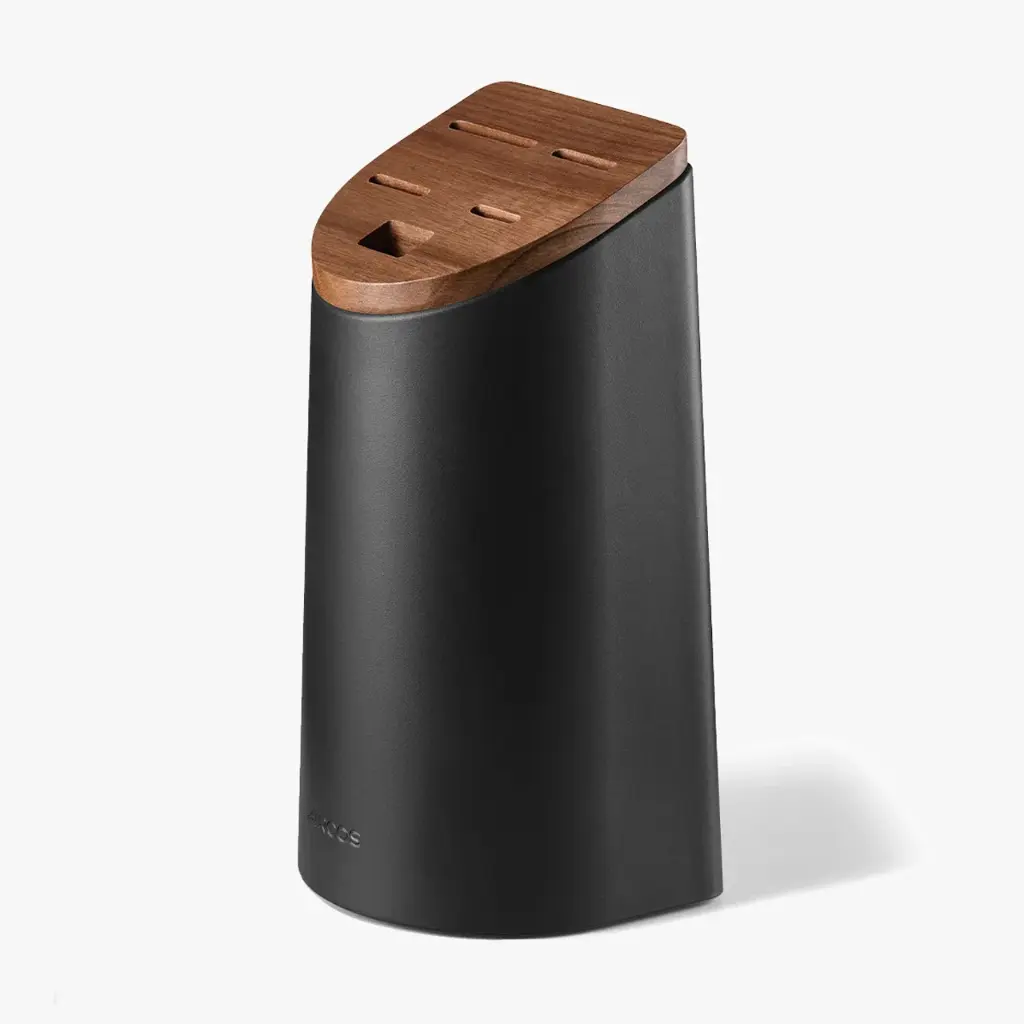 ARCOS - UNIVERSAL OVAL KNIFE BLOCK - BLACK AND ACACIA WOOD - 11.25 X 13.15CM - H 24.9CM